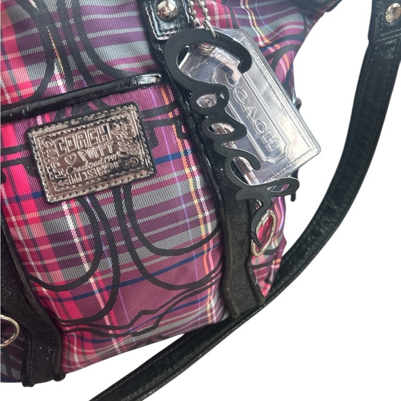 Coach Poppy Shoulder Bag - Plaid - multi-color - pink purple black w 2 HANGTAGS! - Picture 10 of 11